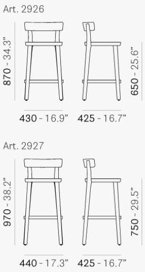 Pedrali Высокий табурет из ясеня с сиденьем из венской соломы Folk 2926 - Вид №8