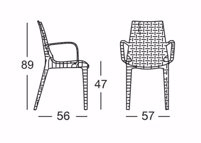 SCAB DESIGN Штабелируемый садовый стул из технополимера с подлокотниками sun-id-1437052 - Вид №3