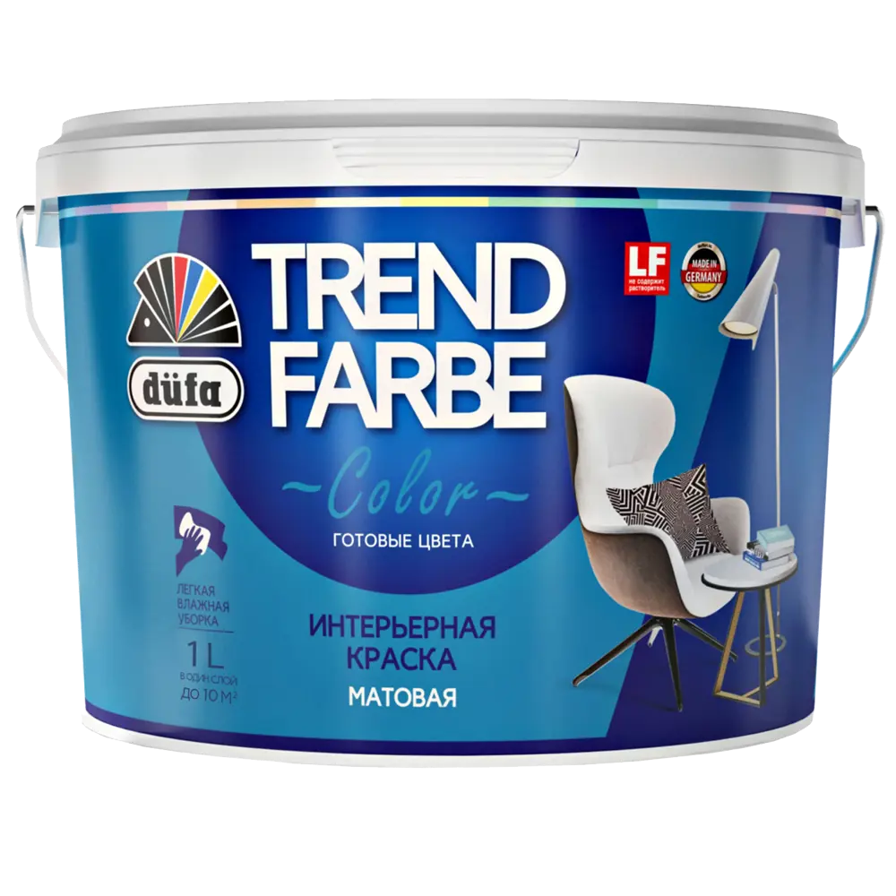 Краска для стен и потолков Trend Farbe цвет Гавайский океан 1 л Dufa STLM-2028792 - Вид №1