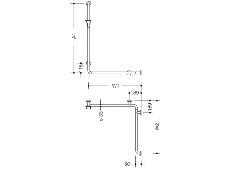 805.35.21S Поручень для душа с держателем для душа, нестандартная длина HEWI Greifen  - Вид №1