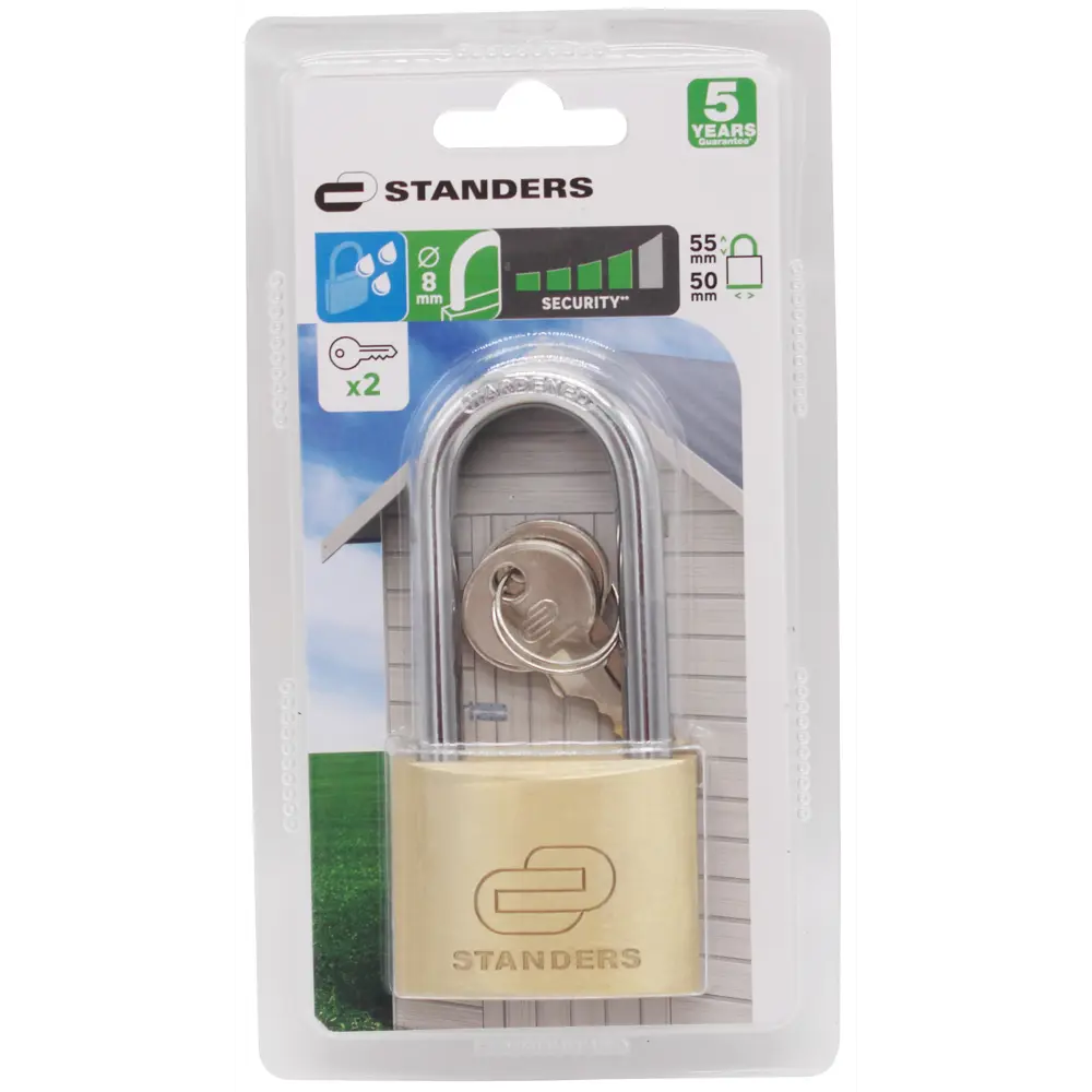 Замок навесной Standers с длинной дужкой 50x39 мм медь STLM-2007074 - Вид №2