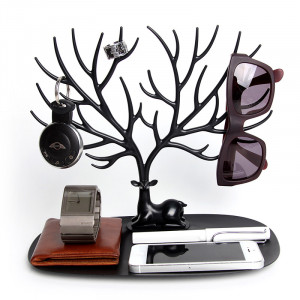 QL10171-BK Декоративный органайзер для украшений deer малый черный Qualy