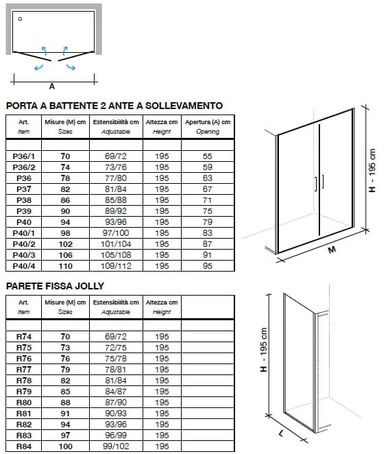 Хрустальная ниша душевая кабина с распашной дверью Metidea платина ARCH-00080050 - Вид №2