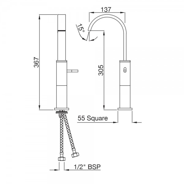 LEO-CHR-55009B Смеситель для раковины Artize Leone Хром - Вид №1