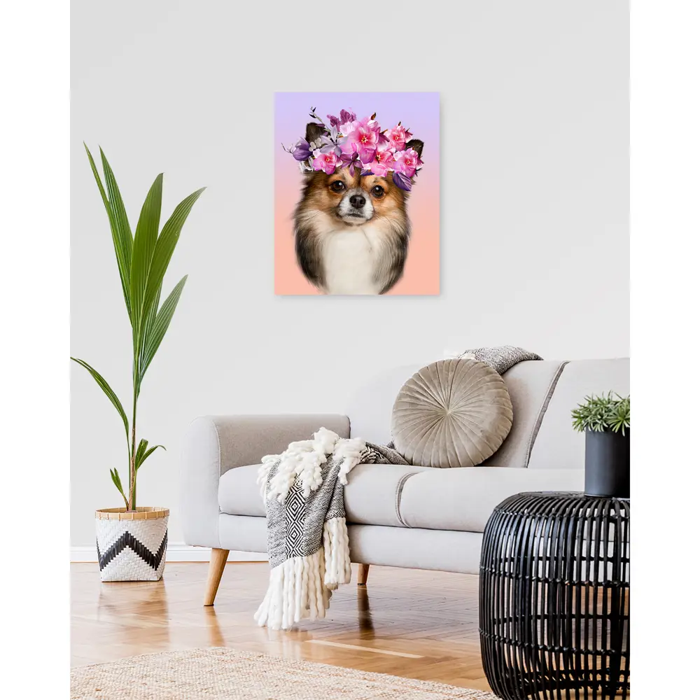 Картина на холсте Собачка с цветами 40х50 см Santreyd STLM-2176940 - Вид №3