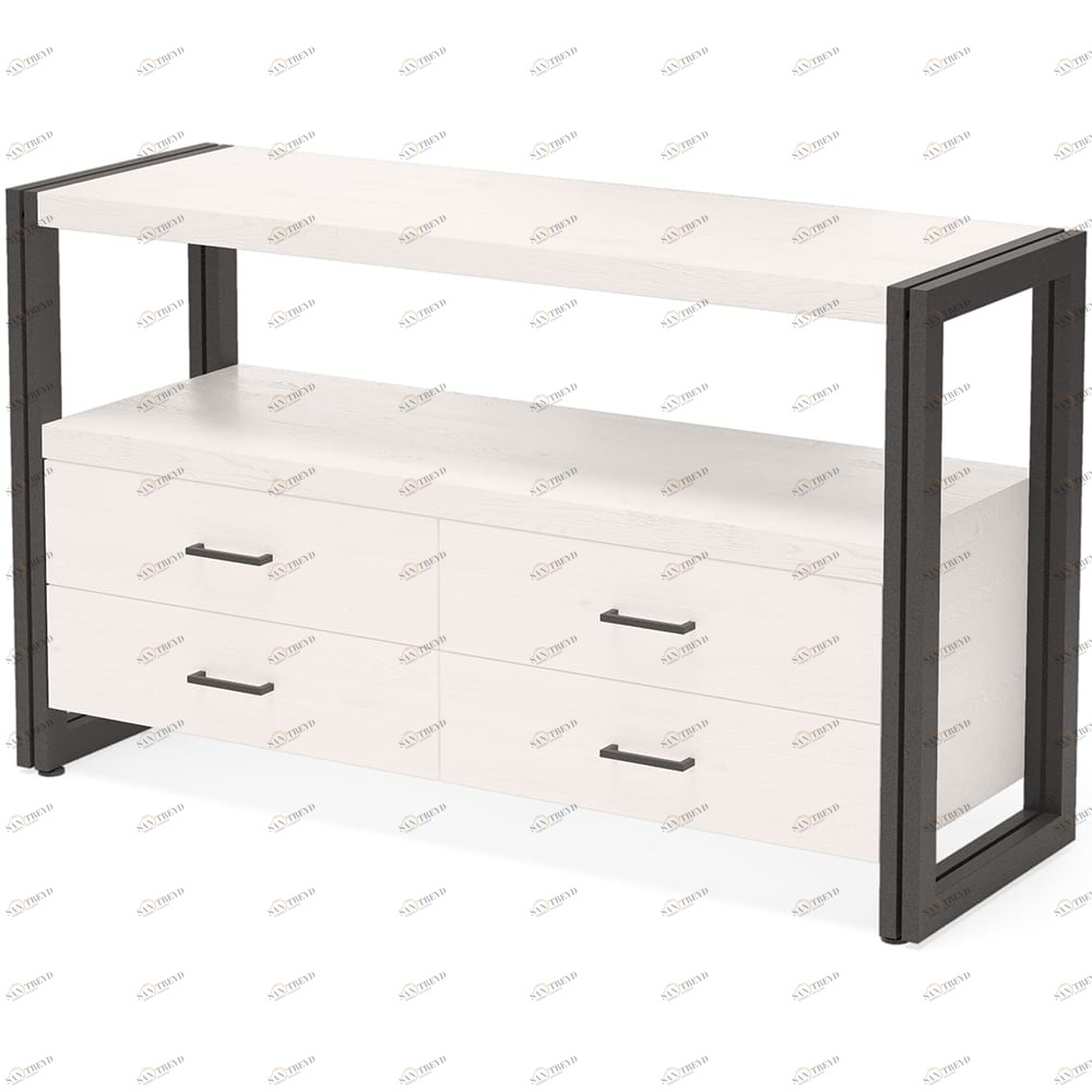 Тумба под телевизор с ящиками белая Neo Loft MILLWOOD RAW 134405 Белый 