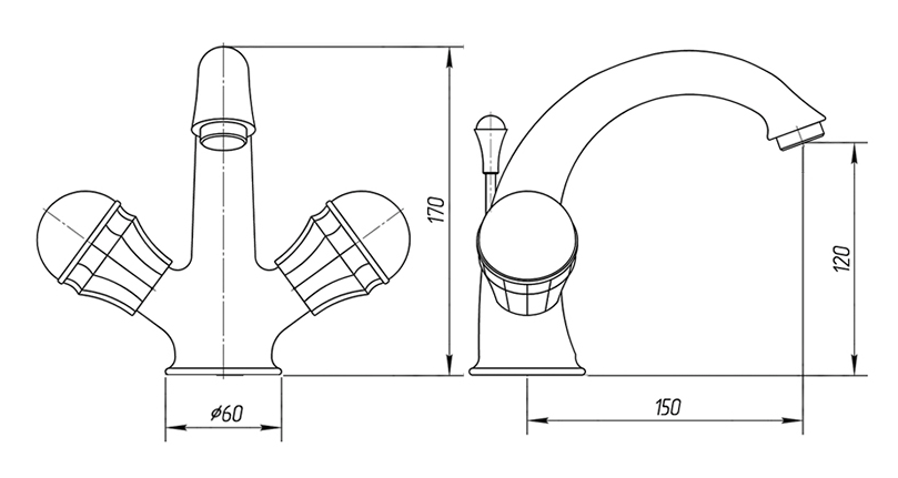 Смеситель MIGLIORE Korona ML.KRN-4734.BR для раковины, бронза  - Вид №1