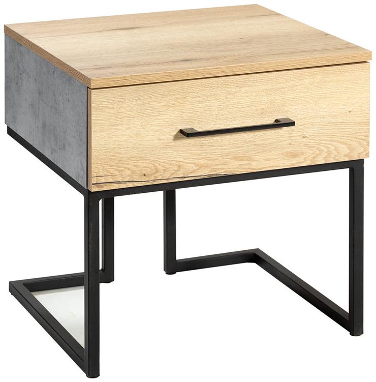 1720 Тумба прикроватная Loft Дуб натур/Бетон R-HOME 4009297h_Натур - Вид №1