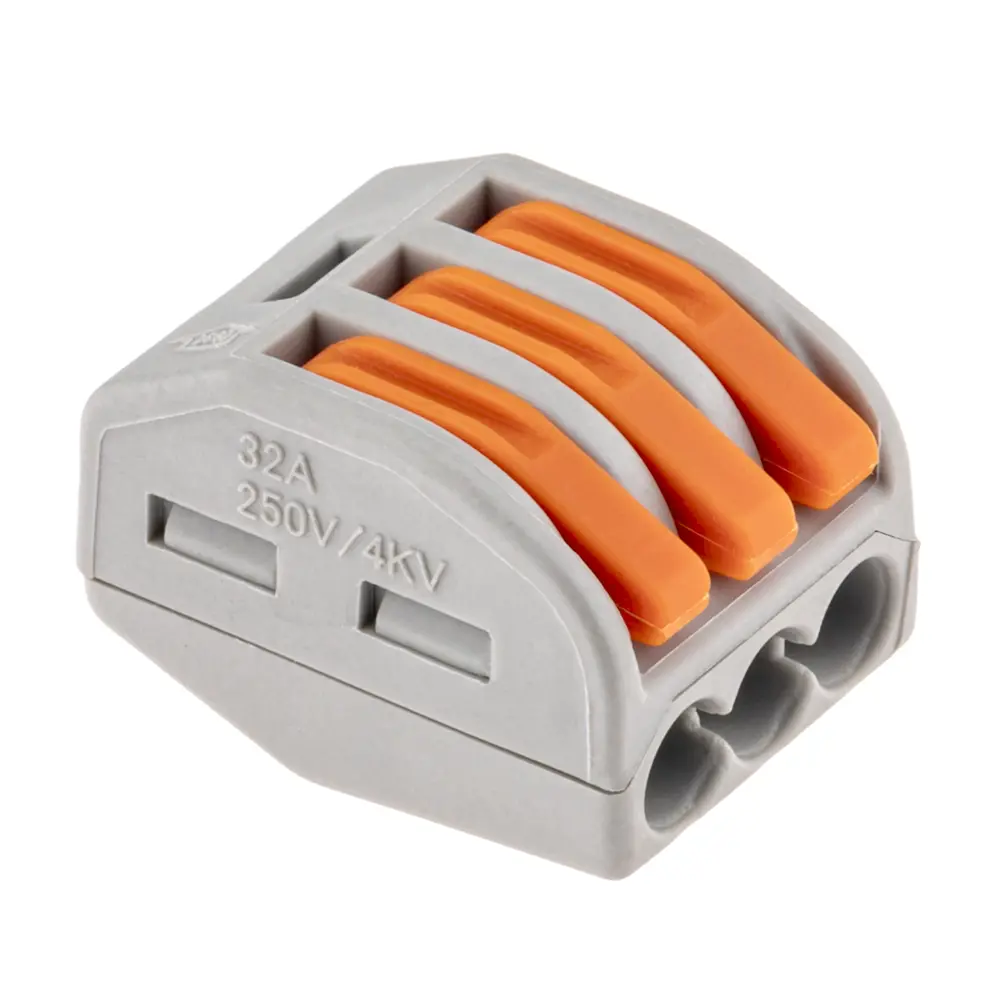 Клеммы соединительные монтажные с рычажком Duwi СМК 222-413 3-проводные 4мм² серые 5шт 26610 5 STLM-2076983