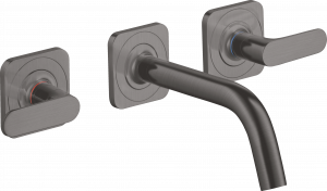 34313340 Смеситель для раковины на 3 отверстия, скрытого монтажа, настенный, с изливом 166 мм, рычажными ручками и накладками AXOR CITTERIO M