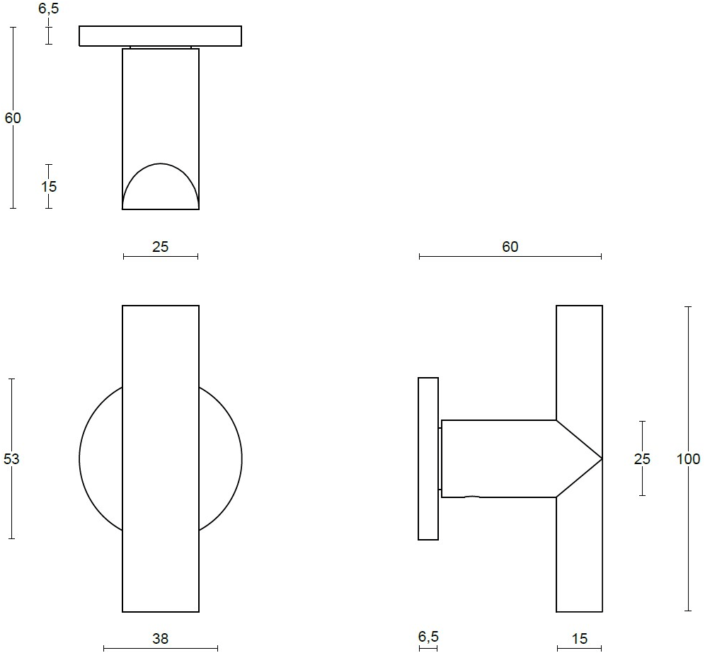Formani Дверная ручка из матового черного ПВХ на пластине Arc sun-id-1453064 - Вид №1