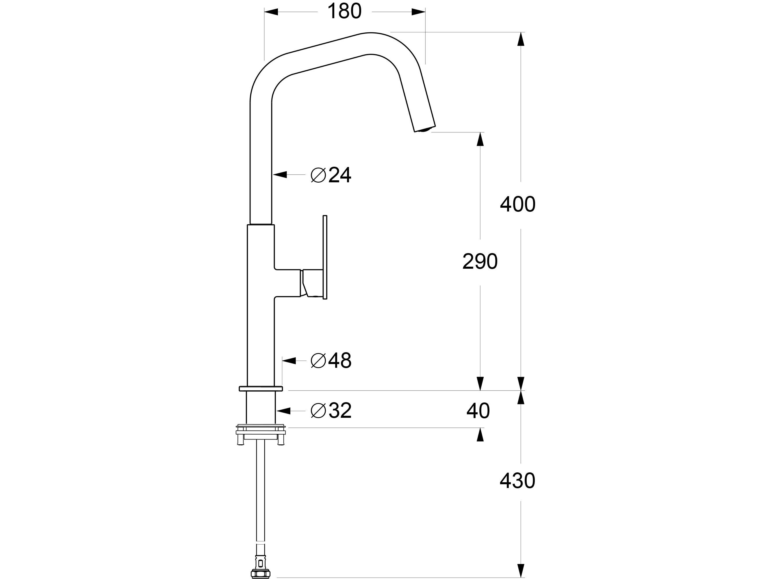Однорычажный смеситель для кухни с поворотным изливом GUGLIELMI RUBINETTERIE Траверс ARCH-00009399 - Вид №2