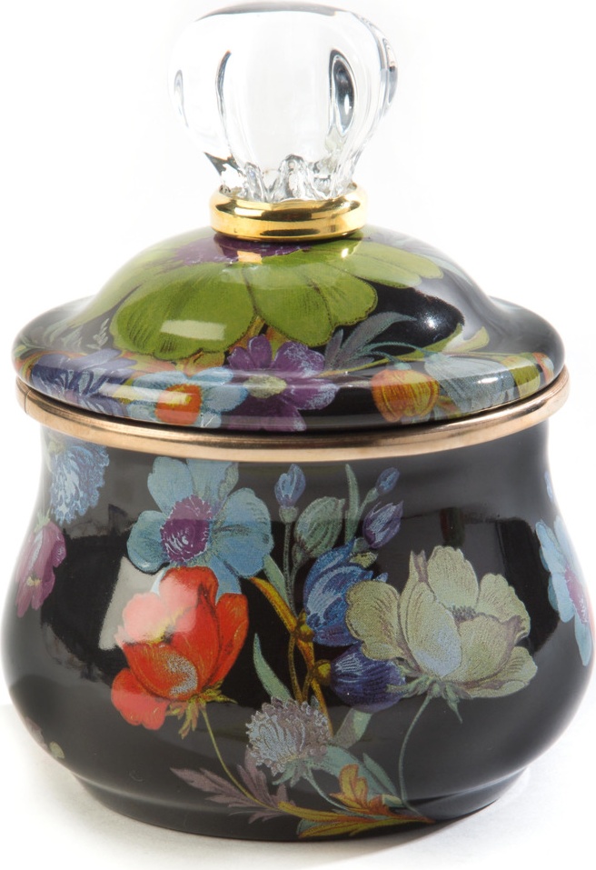 10654529 Mackenzie-Childs Сахарница с крышкой (черная) Flower Market Сталь 