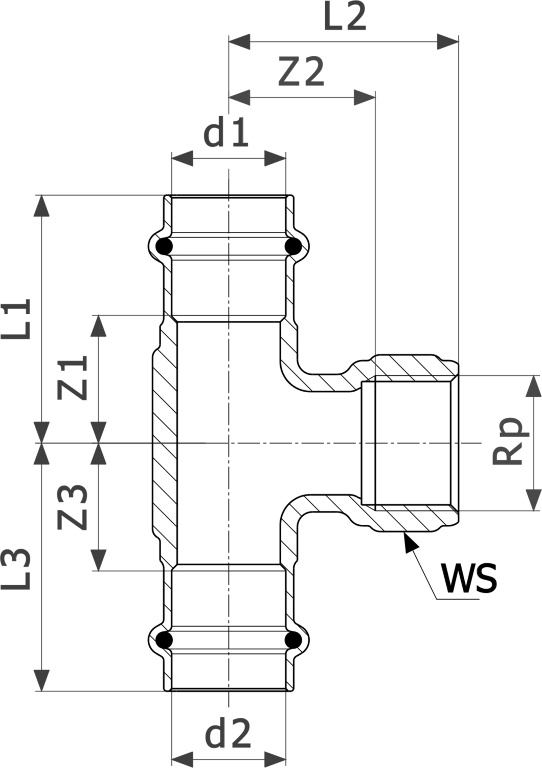 352 752 Модель 2617.2 Трубопроводные системы  Profipress G  Тройники Santreyd  - Вид №3