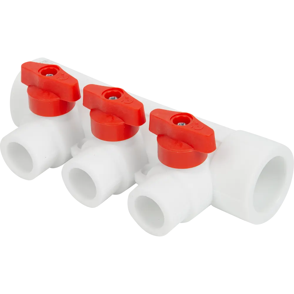 Коллектор универсальный Valfex на 3 выхода 32x20 мм с кранами STLM-2012569