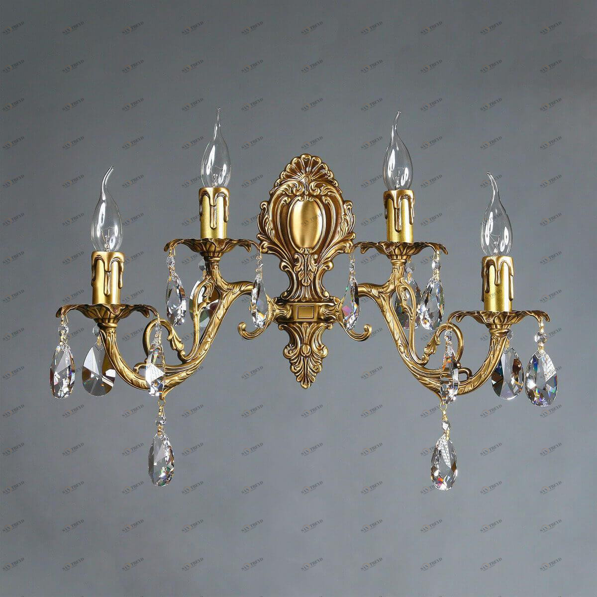 Бра настенное бронзовое Ambiente Alicante 8888/2+2 AB Tear drop AMBIENTE ALICANTE 00-3888997 Бронза