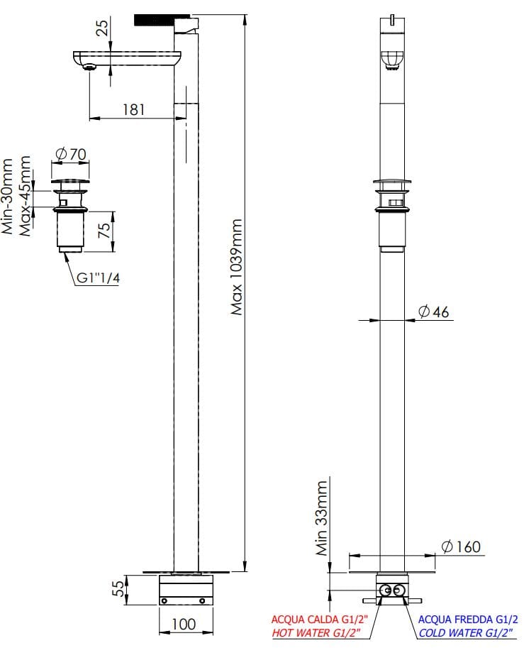 Напольный однорычажный смеситель для раковины Daniel Rubinetterie Club ARCH-00089624 - Вид №2