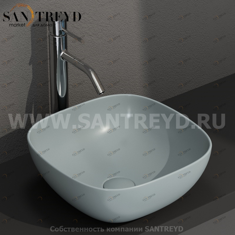 B6Q38BL Накладная раковина на столешницу  квадратная Ceramica Globo T-EDGE