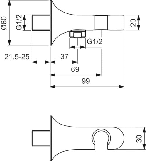 Держатель для ручного душа с водоотводом Ideal Standard La Dolce Vita ARCH-00056790 - Вид №4