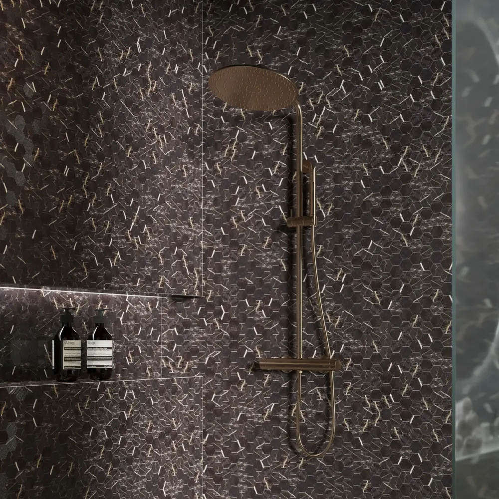 Мозаика Hexag Marble Coimbra стекломасса 28.4x4.9 см цвет черный Santreyd Мозаика Onix STLM-2106362 - Вид №5