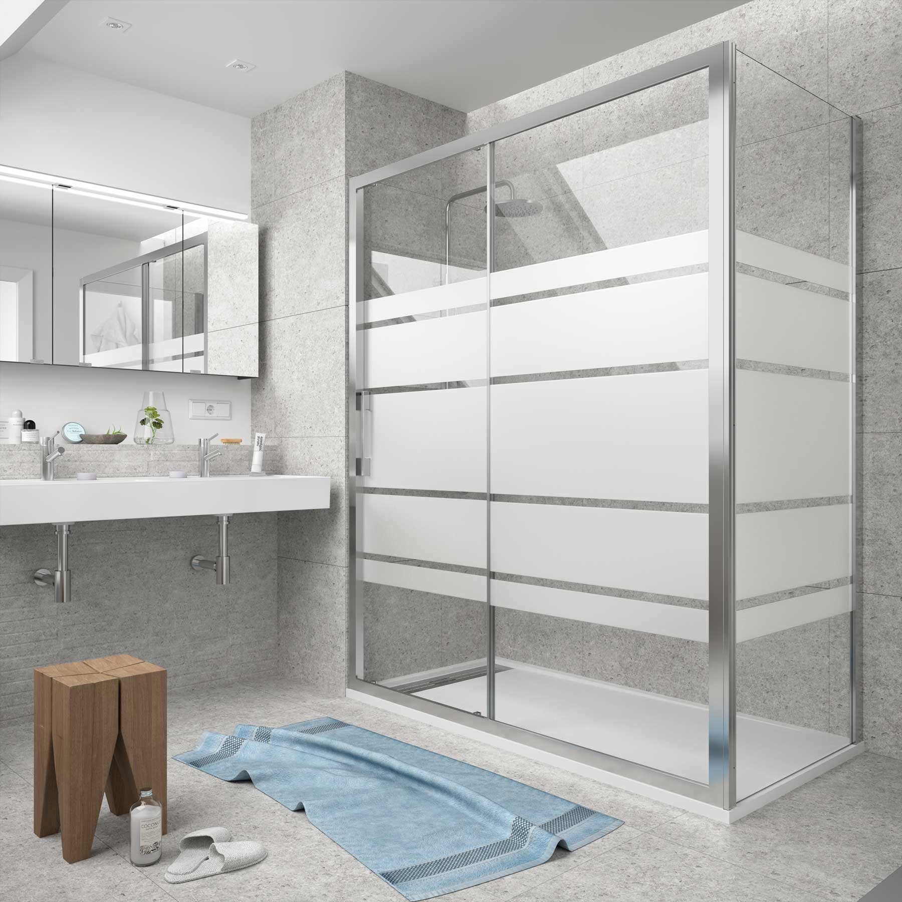 16904 SALGAR Душевая перегородка CLEAR фиксированная боковая ROAD SCREEN PRINT 665-690 x 1950 мм