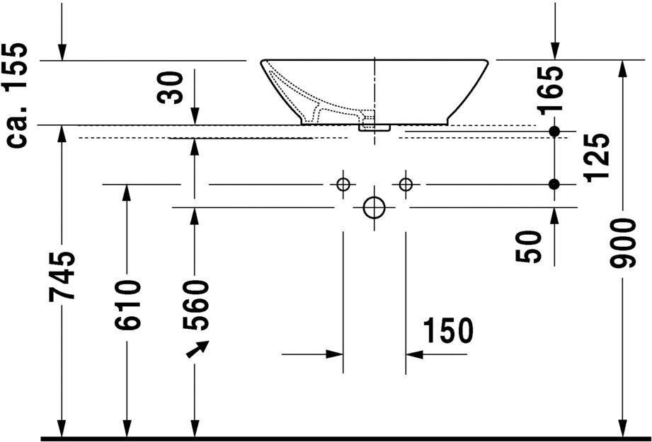 033452 Накладная раковина на столешницу  овальная Duravit Bacino - Вид №7