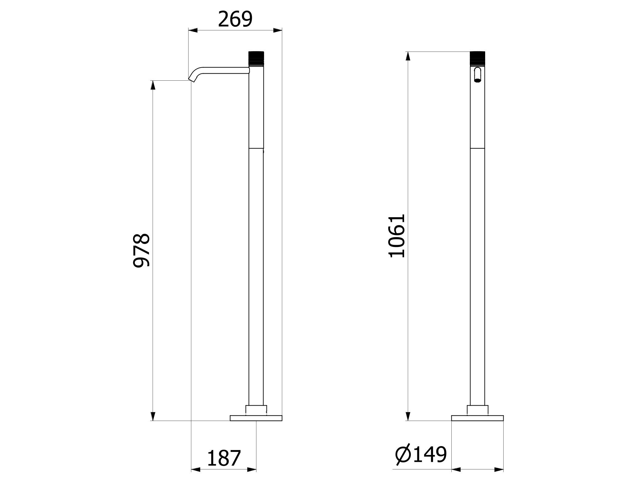 Напольный смеситель для раковины с автоматическим сливом IB винил ARCH-00150536 - Вид №9