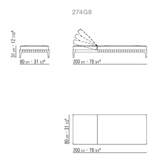 Открытый шезлонг с откидной спинкой из ткани Flexform Атлас ARCH-00097943 - Вид №2