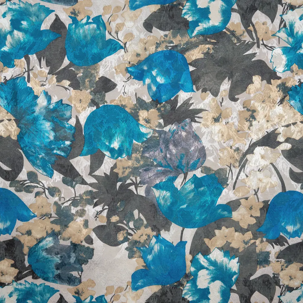 Штора на ленте «Синий цветок», 140х260 см, цветы, цвет мультиколор ТОРГОВЫЙ ДОМ ТЕКСТИЛЬ STLM-2018959 - Вид №1