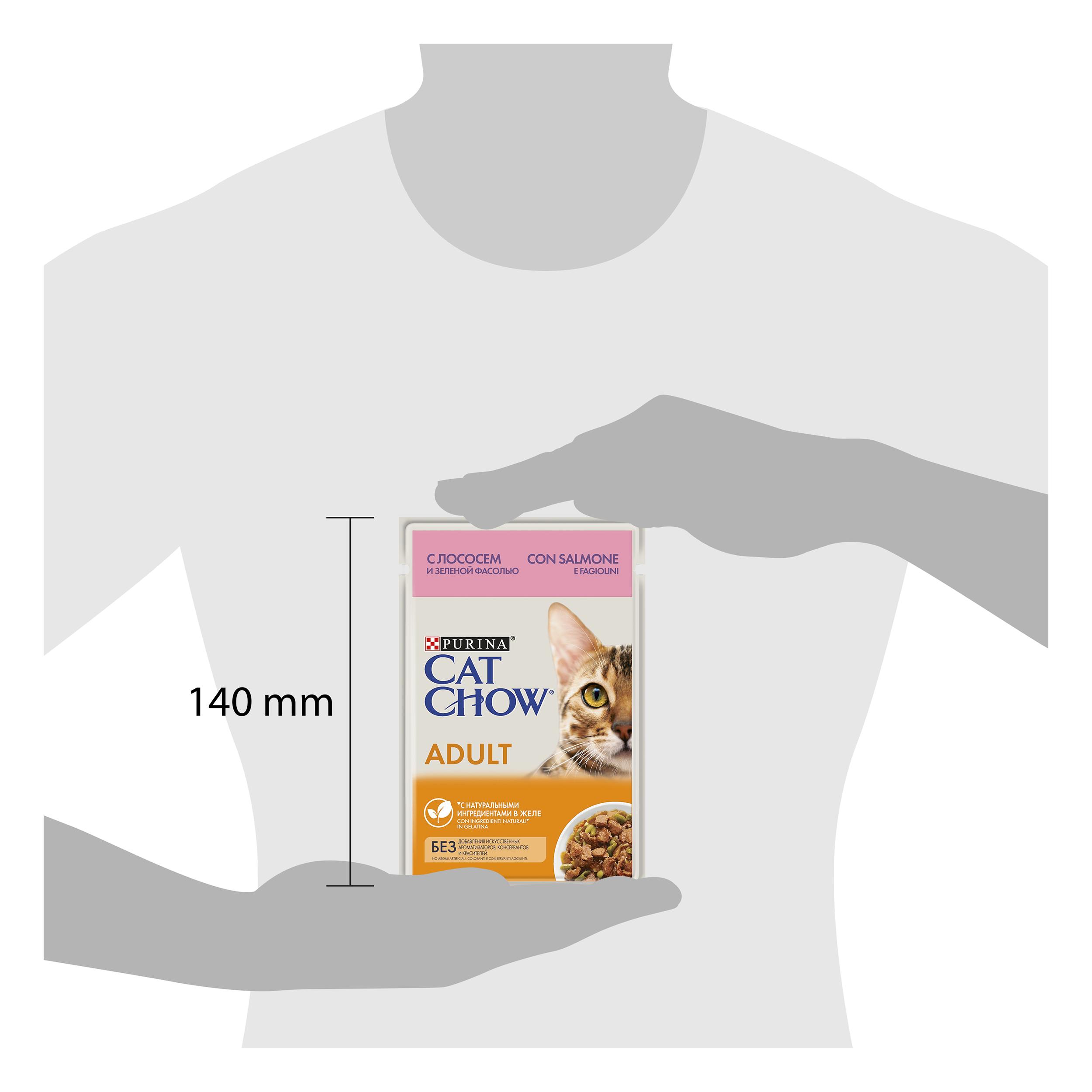 ПР0047568 Корм для кошек с лососем и зеленой фасолью в желе, пауч 85 г Cat Chow  - Вид №4