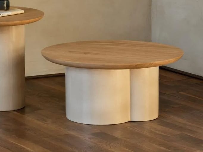 Керамический и деревянный низкий круглый журнальный столик Vincent sheppard Arvin ARCH-00014560 - Вид №1