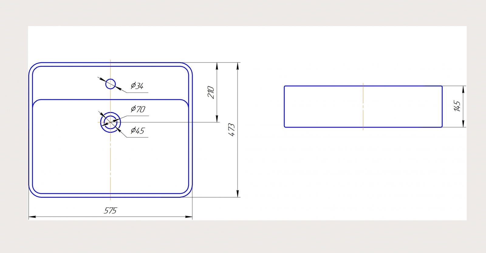 Олимп-570 Накладная раковина на столешницу  прямоугольная KIROVIT Олимп - Вид №1