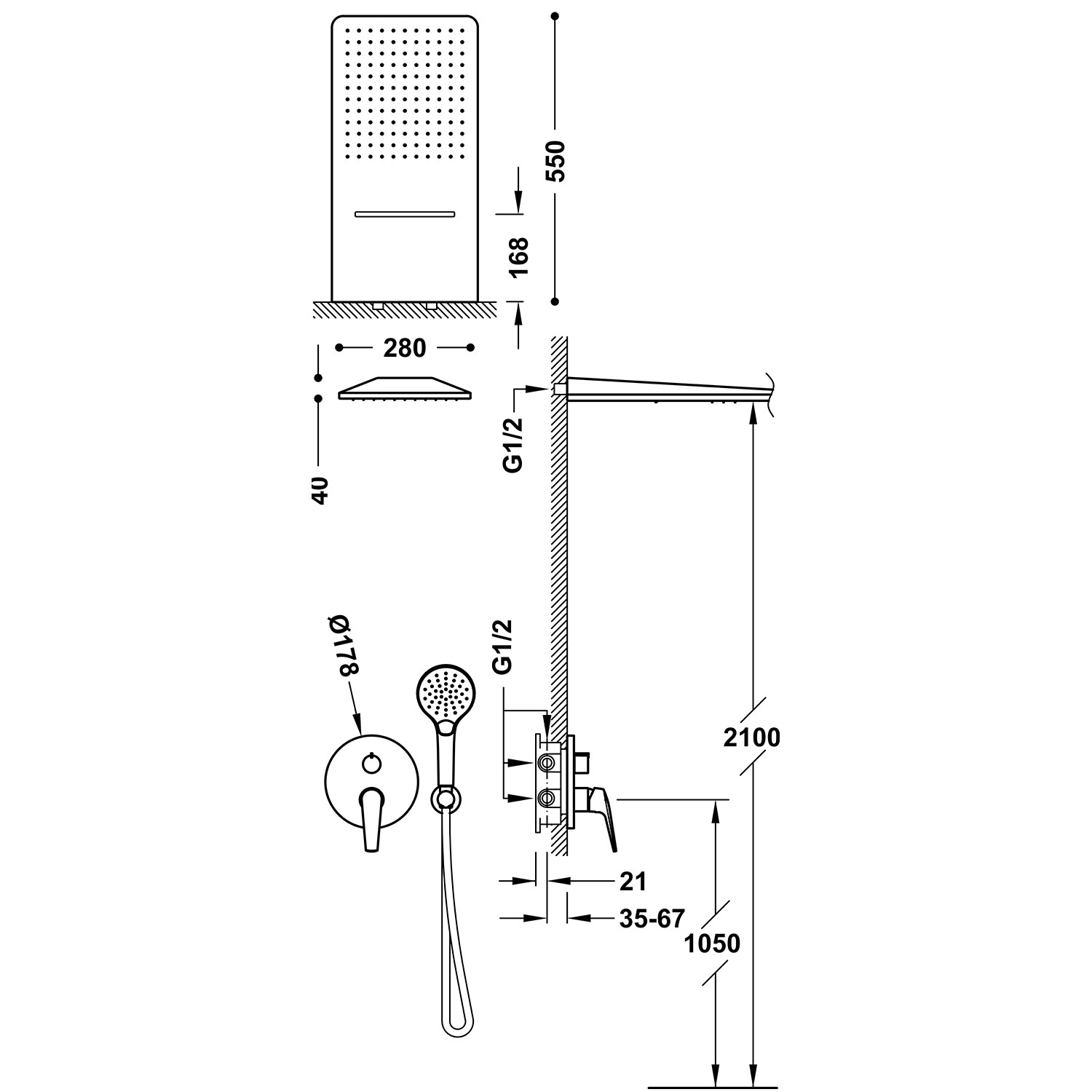 RAPID-BOX Комплект 3-ходового скрытого смесителя для душа с одной ручкой Rapid-box Rapid-box-28127301AC TRES - Вид №1