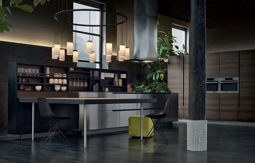 Poliform Кухня из стали и дерева с полуостровом sun-id-1424834 - Вид №1