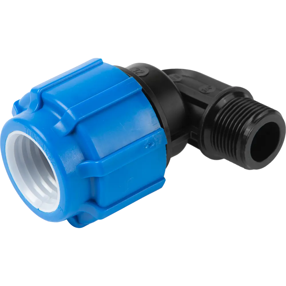 Отвод компрессионный Политэк 90° 32×3/4" для соединения стального и ПНД трубопровода 82382610 STLM-0026025