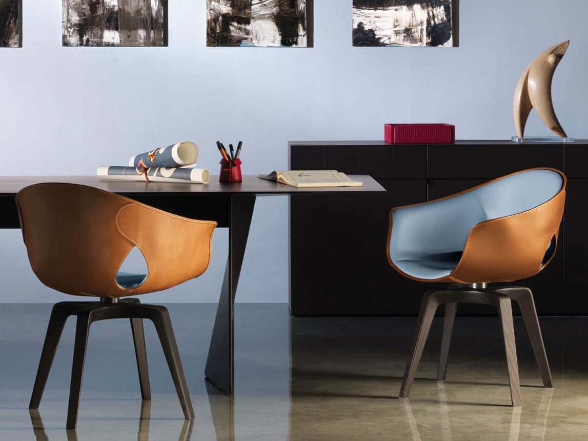 Кожаный поворотный стул с подлокотниками Poltrona Frau офис-офисные кресла ARCH-00130096 - Вид №4