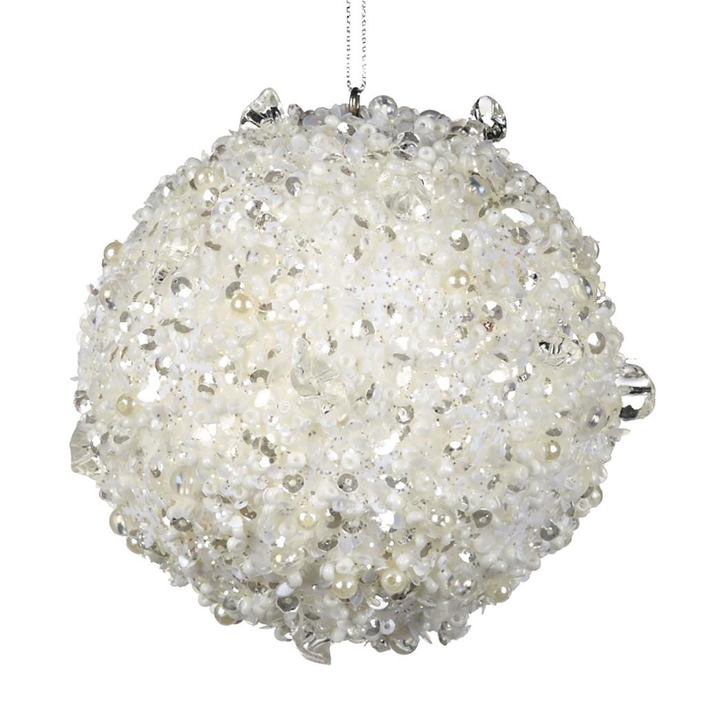 TR 25105 Шар белый с жемчугом 10 см GOODWILL Santreyd 