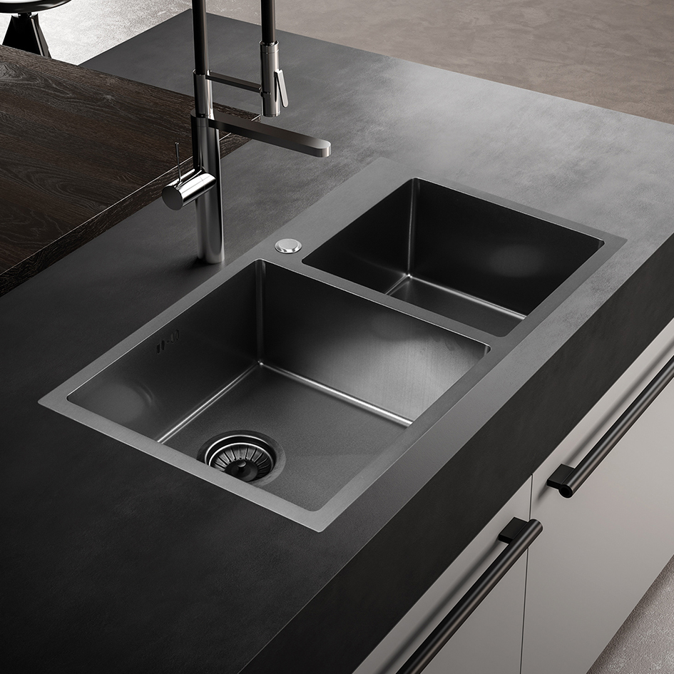 Мойка S8045HB MELANA ProfLine 3,0/220 ГРАФИТ 2-я чаша, врезная прямоугольная S8045HB S8045HB графит - Вид №1