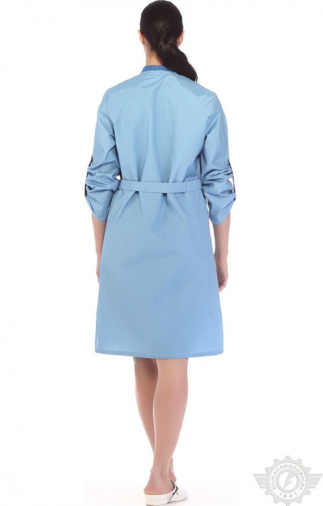 61736 Халат "Радуга" длинный рукав голубой  Одежда для обслуживающего персонала  размер 56 Спецодежда  - Вид №9
