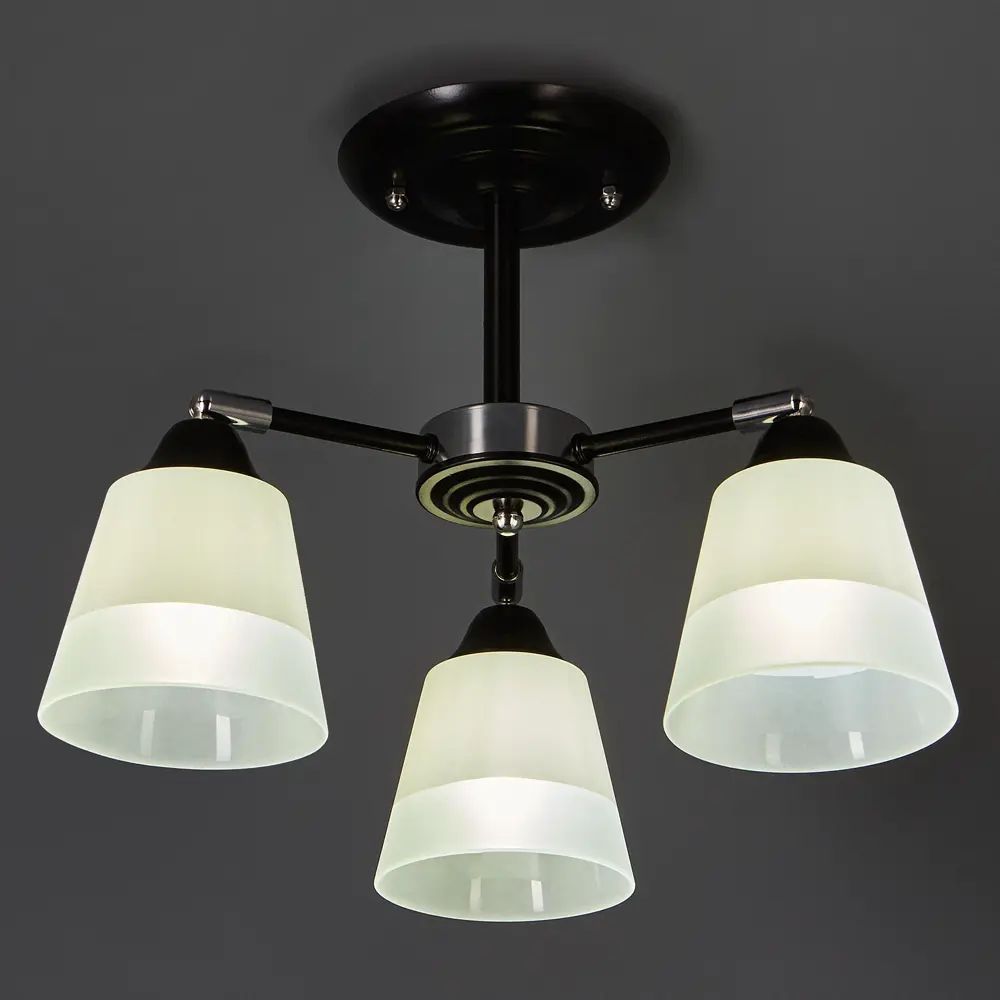 Люстра потолочная Рифма 3 лампы 9 м² цвет чёрный/белый КЛЮЧНИК STLM-2206358 - Вид №1