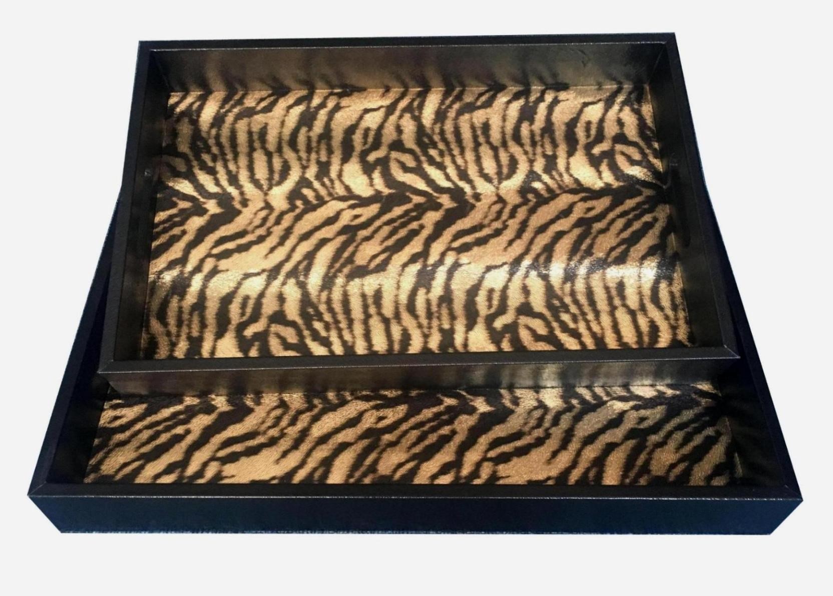 93083 Поднос золото с черным, дерево, набор 2 шт (цена за набор) COR MULDER Santreyd 