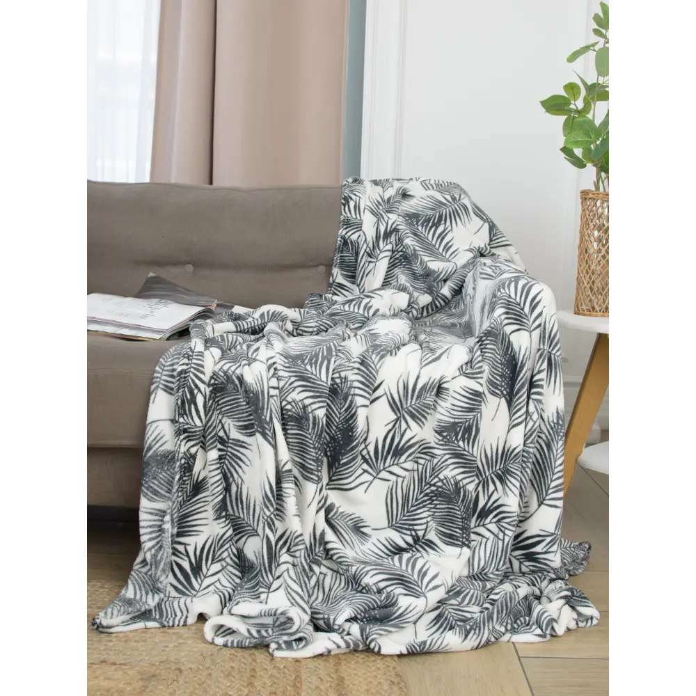 Плед Fleurette 200x220 см микрофибра цвет черно-белый Ardenza STLM-2100027