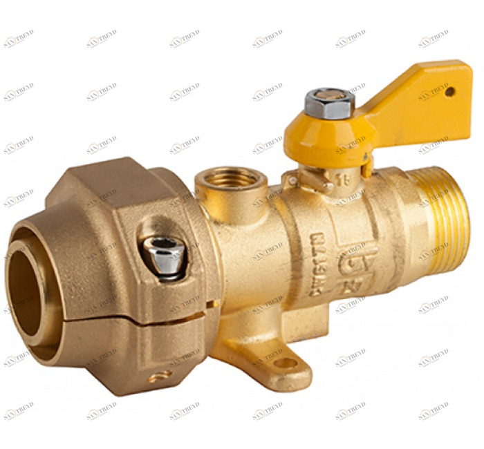 GENEBRE 3640 05 32 Прямой шаровой кран для газа на лапах, трубное соединение M-PE 