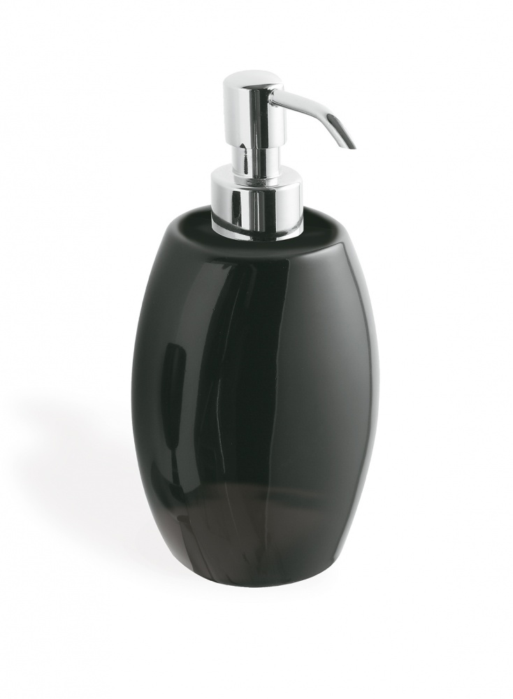 654(08-NE) Stil Haus Zefiro, настольный керамический дозатор, цвет хром - черная керамика