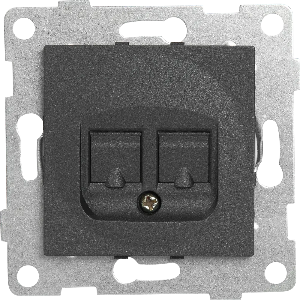Телефонная розетка GUSI Electric двойная встраиваемая графит 83864450 Ugra STLM-0045228 - Вид №1
