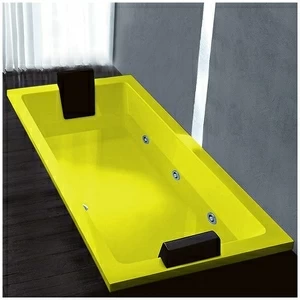 Ванна Gruppo treesse Quadra 199 V073B-SX-Z жёлтая с гидромассажем и дезинфекцией прямоугольная встроенная левая