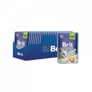 ПР0047471*24 Корм для кошек Premium Cat Jelly Кусочки из филе форели в желе пауч 85г (упаковка - 24 шт) Brit