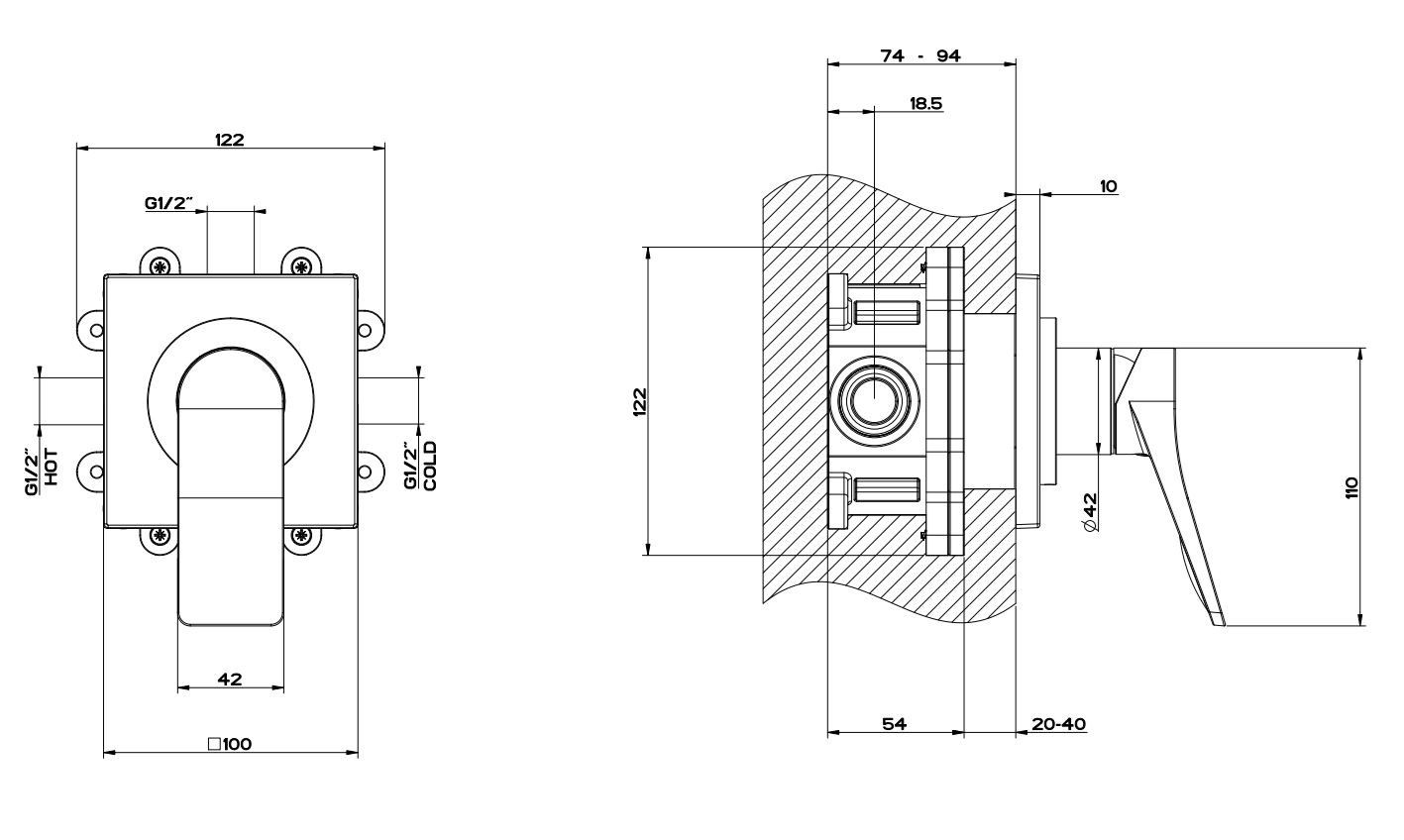 Смеситель для раковины из латуни с одним отверстием и пластиной Gessi рельеф ARCH-00024321 - Вид №2