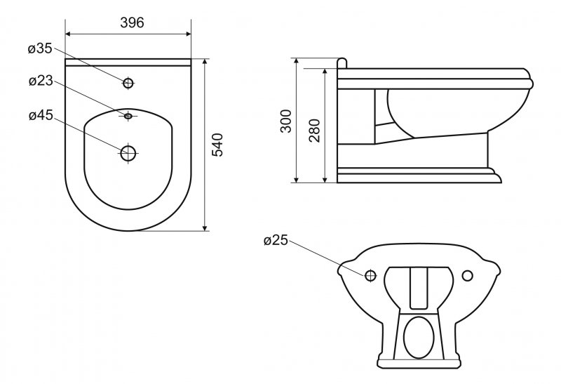 CZR-618-TH Биде подвесное  Cezares  - Вид №1