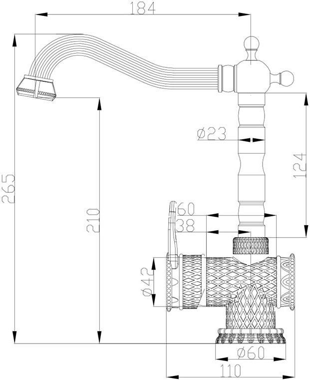 Смеситель ZorG Antic A 408K-BR для кухонной мойки, бронза - Вид №1